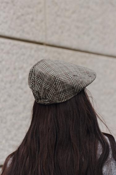 울 체크 베레모 - Zara의 그레이 - 이미지 0