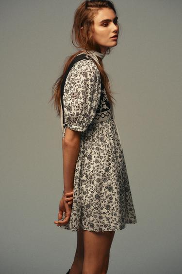 ROBE COURTE COMBINÉE À IMPRIMÉ FLORAL - Multicolore de Zara - Image 2