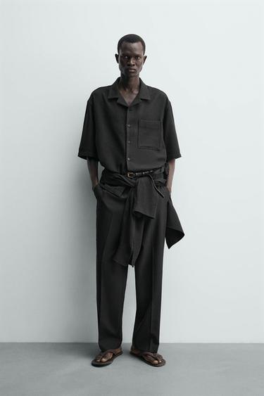 CAMISA BOXY FIT ESTRUCTURA - Negro de Zara - Imagen 0