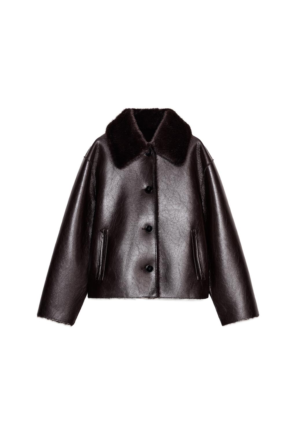 REVERSIBLE DOUBLE FACED FAUX LEATHER JACKET - image 4