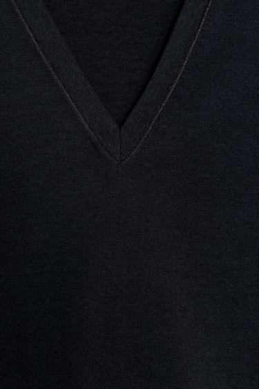 V-NECK T-SHIRT - Charcoal grey by Zara - Image 7