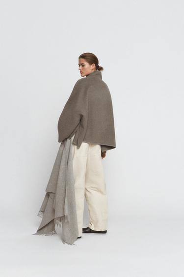 ZW COLLECTION WOOL BLEND TOPSTITCHED JACKET - Brown / Taupe by Zara - Image 3