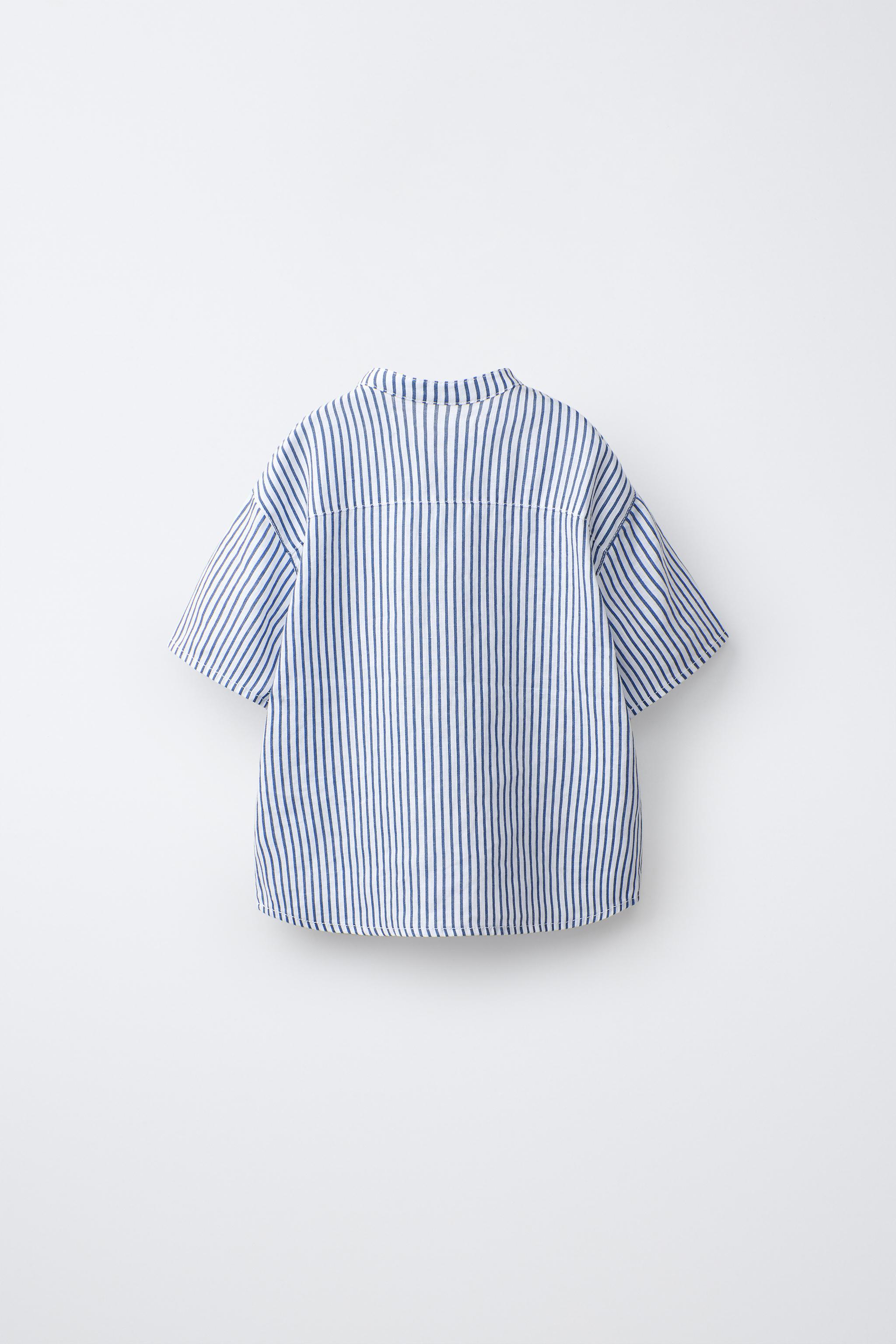 Детские рубашки Zara 100% LINEN MANDARIN COLLAR SHIRT — фото 2