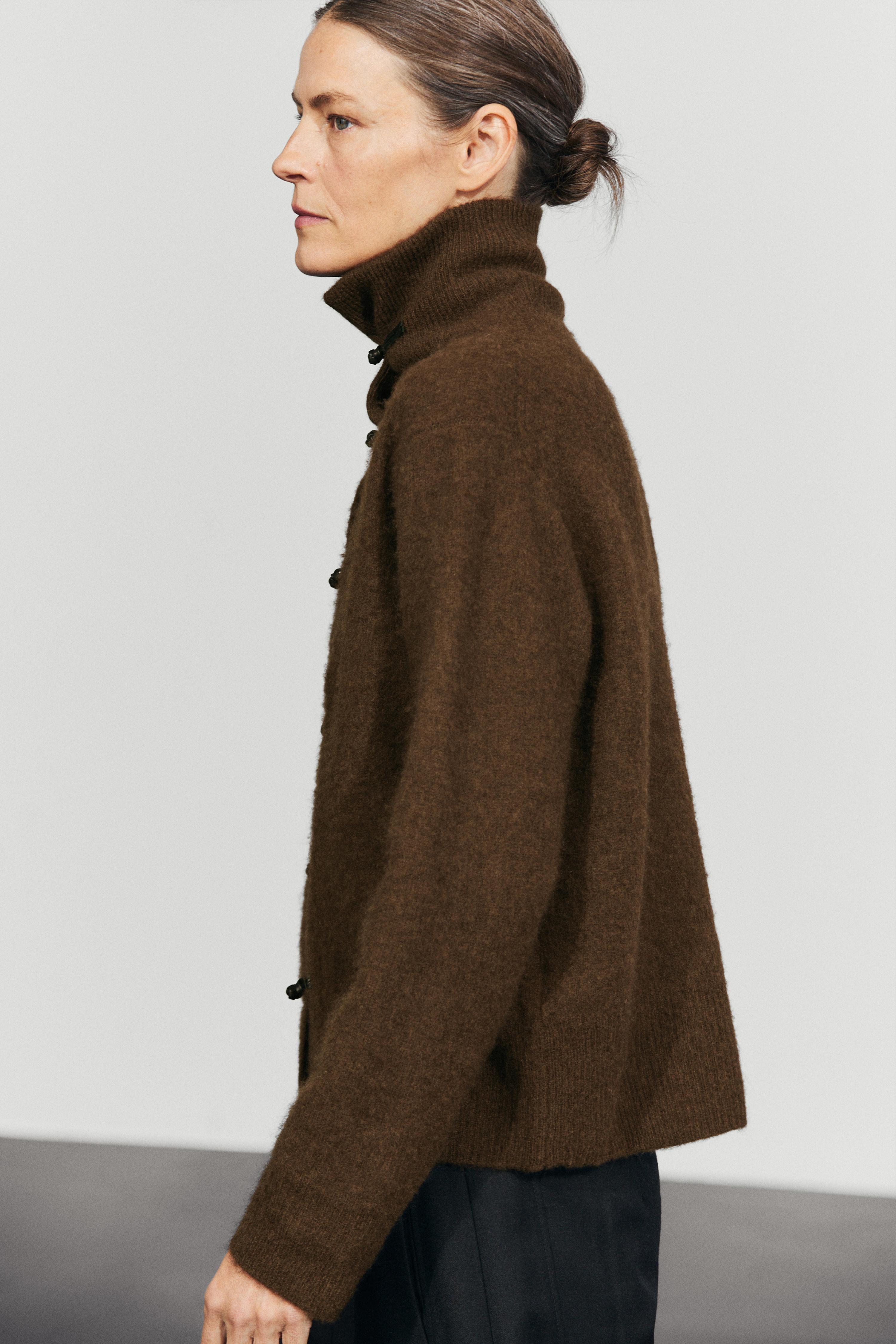 Wool blend toggle cardigan