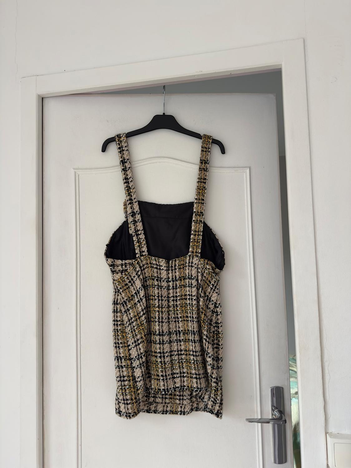 TEXTURED CHECK PINAFORE DRESS - Image 2