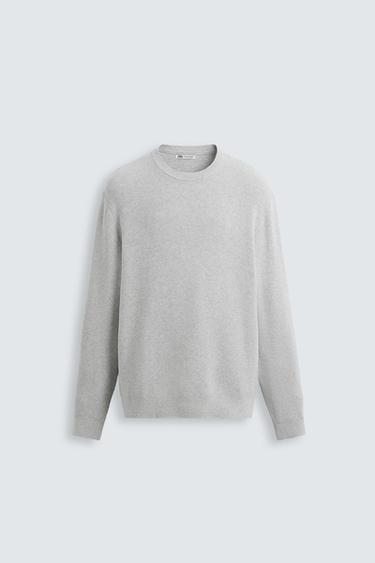 Zara BASIC TEXTURED SWEATER - Gray marl