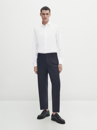 Camisa slim fit doble puño algodón - Blanco de Zara