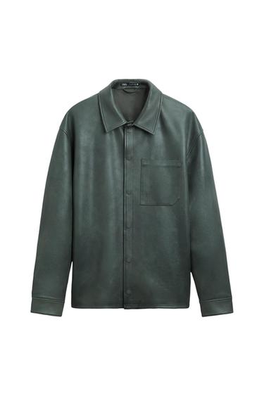 FAUX LEATHER OVERSHIRT
