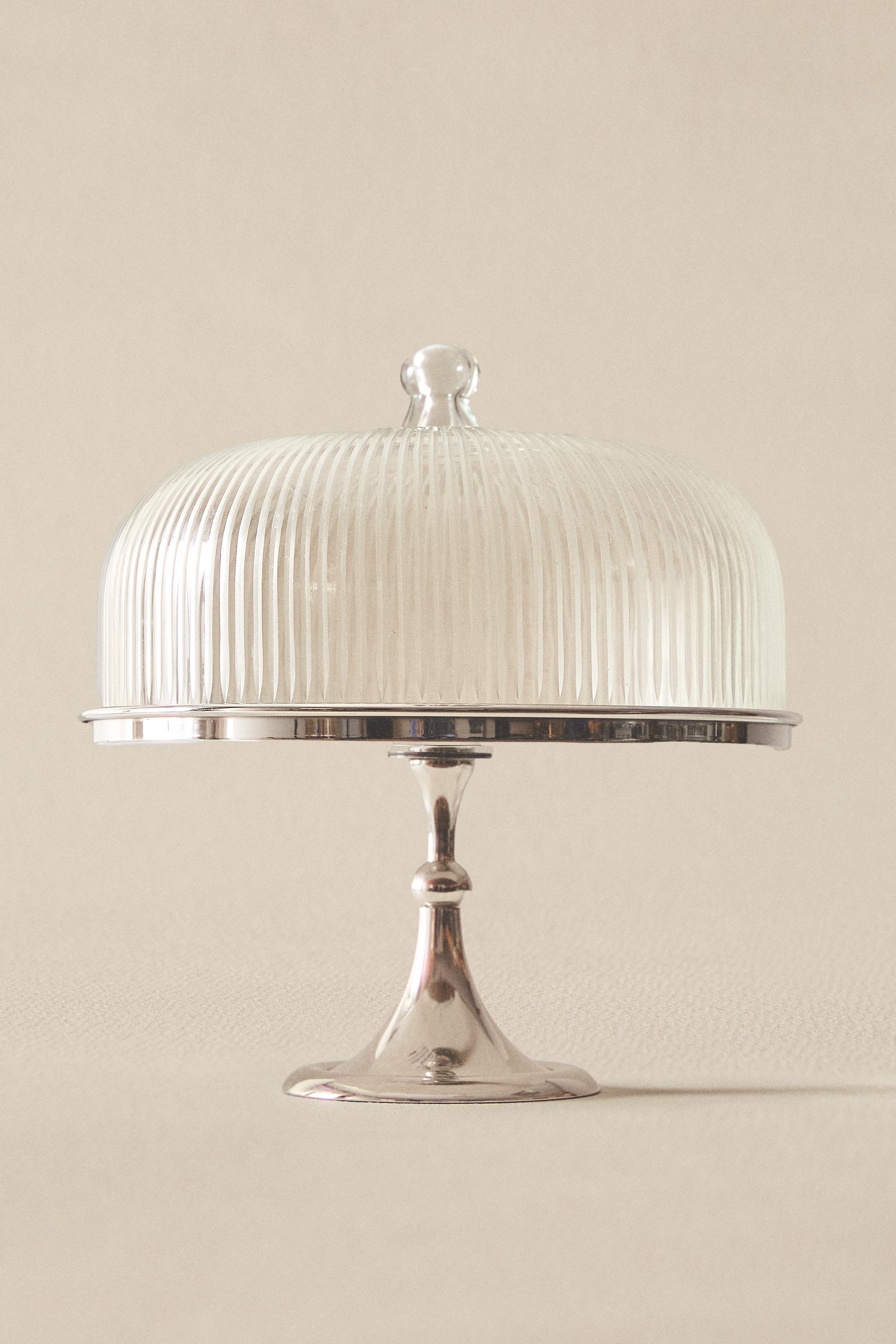 METAL GLASS CAKE DISH