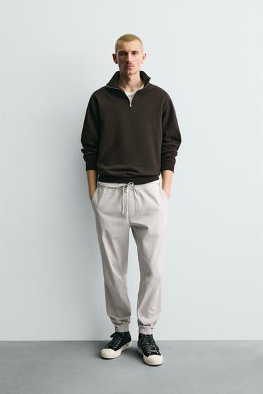 SLIM FIT JOGGER WAIST TROUSERS - Light grey by Zara