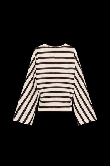 Zara STRIPED COTTON AND LINEN T-SHIRT - striped