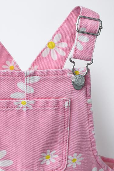 SALOPETTE EN SERGÉ À FLEURS - Rose de Zara - Image 2
