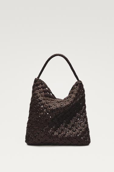 Medium braided nappa leather bag — Brown 3