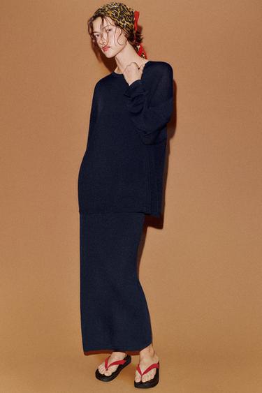 PULL OVERSIZE EN MAILLE FINE - Bleu marine de Zara - Image 5