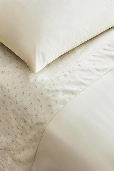 CHILDREN'S MINI FLOWER COTTON FLAT SHEET - Bluish by Zara - Image 5