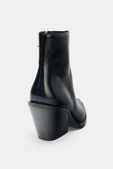 BOTTINES À TALONS COW-BOY - Noir de Zara - Image 5