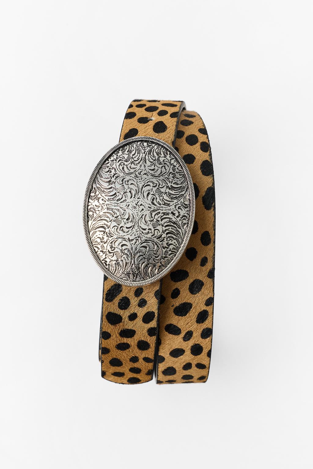 100% LEATHER ANIMAL PRINT BELT