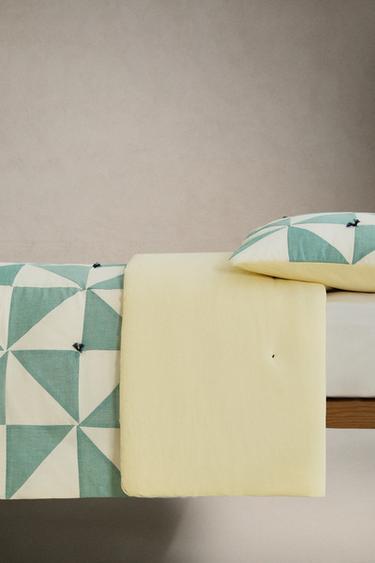 KIDS' PATCHWORK QUILTED BEDSPREAD - Green by Zara - Image 2