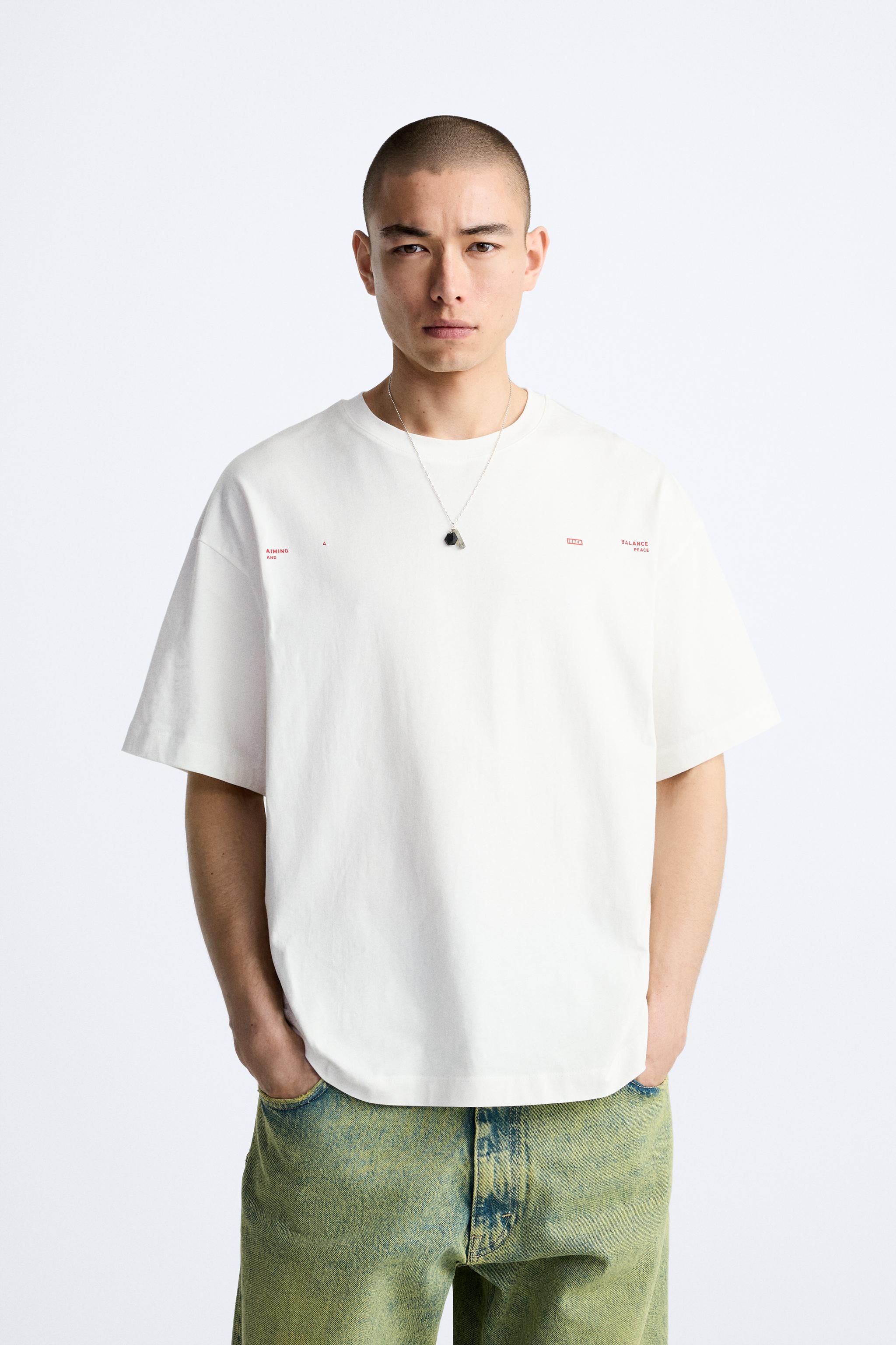 コントラストプリント Ｔシャツ - オフホワイト | ZARA Japan / 日本