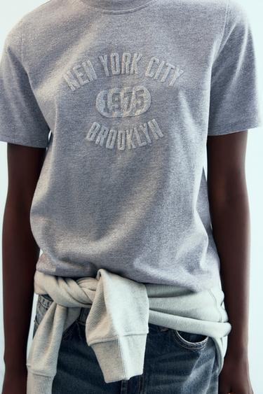 SHIMMER TEXT T-SHIRT - Grey marl by Zara - Image 1