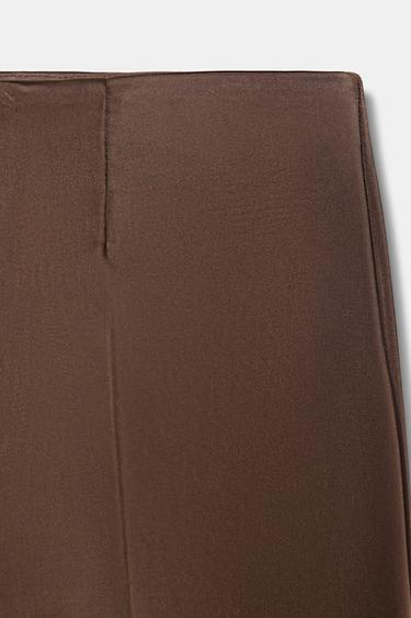 HIGH-WAIST SATIN TROUSERS - Marron chocolat de Zara - Image 9