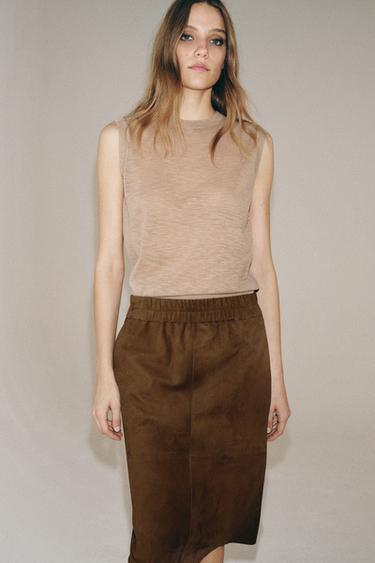 ZW COLLECTION LIMITED EDITION SUEDE LEATHER SKIRT - Toffee by Zara - Image 4