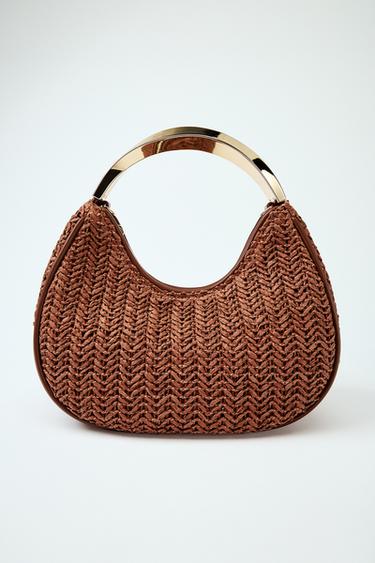 Zara BAG WITH METALLIC HANDLE DETAIL - Brown