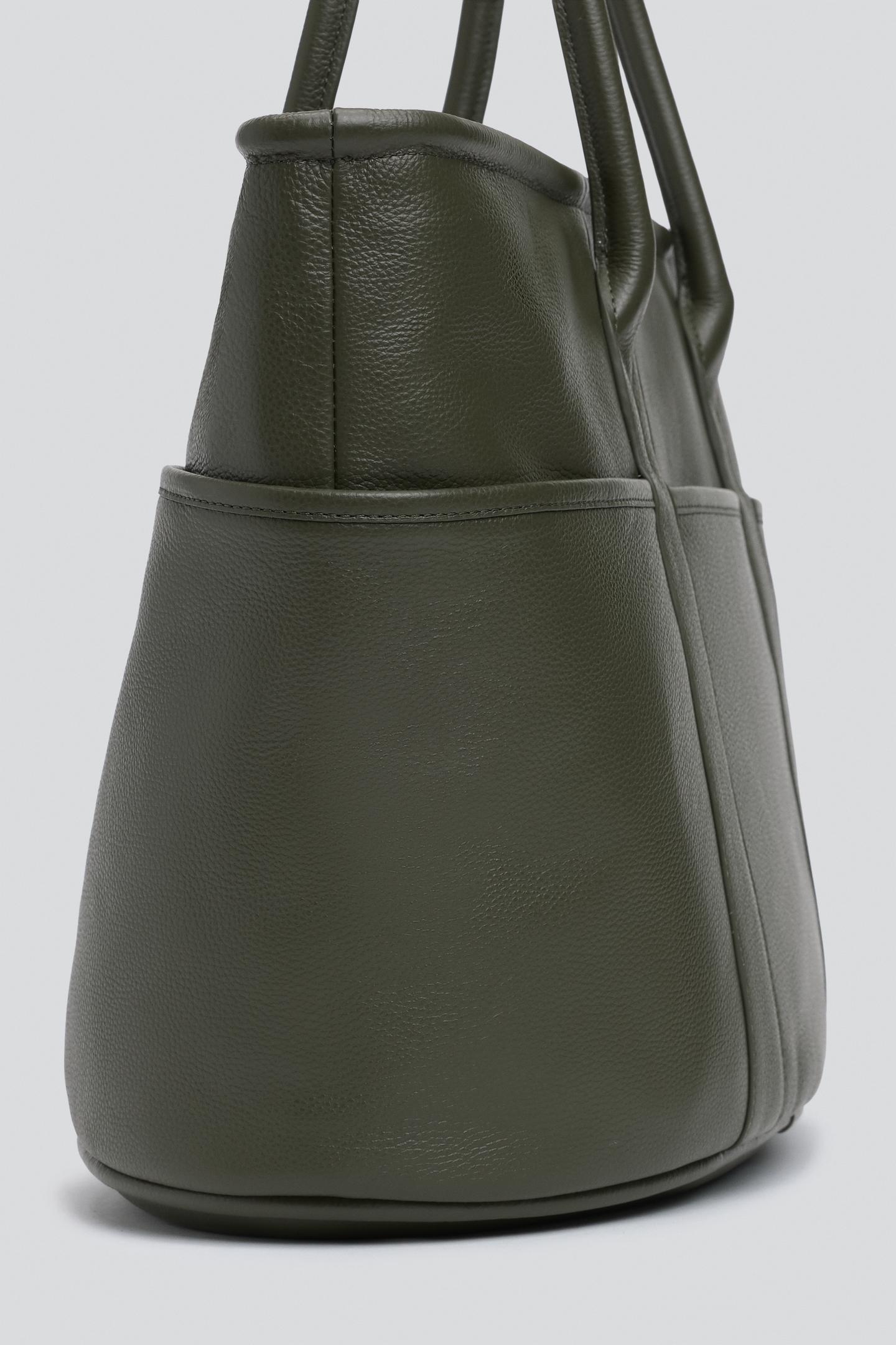 Мужская сумка Zara Leather Shopper, цвет: Зелёный — фото 3