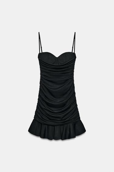 ROBE DRAPÉE À VOLANT - Noir de Zara - Image 5