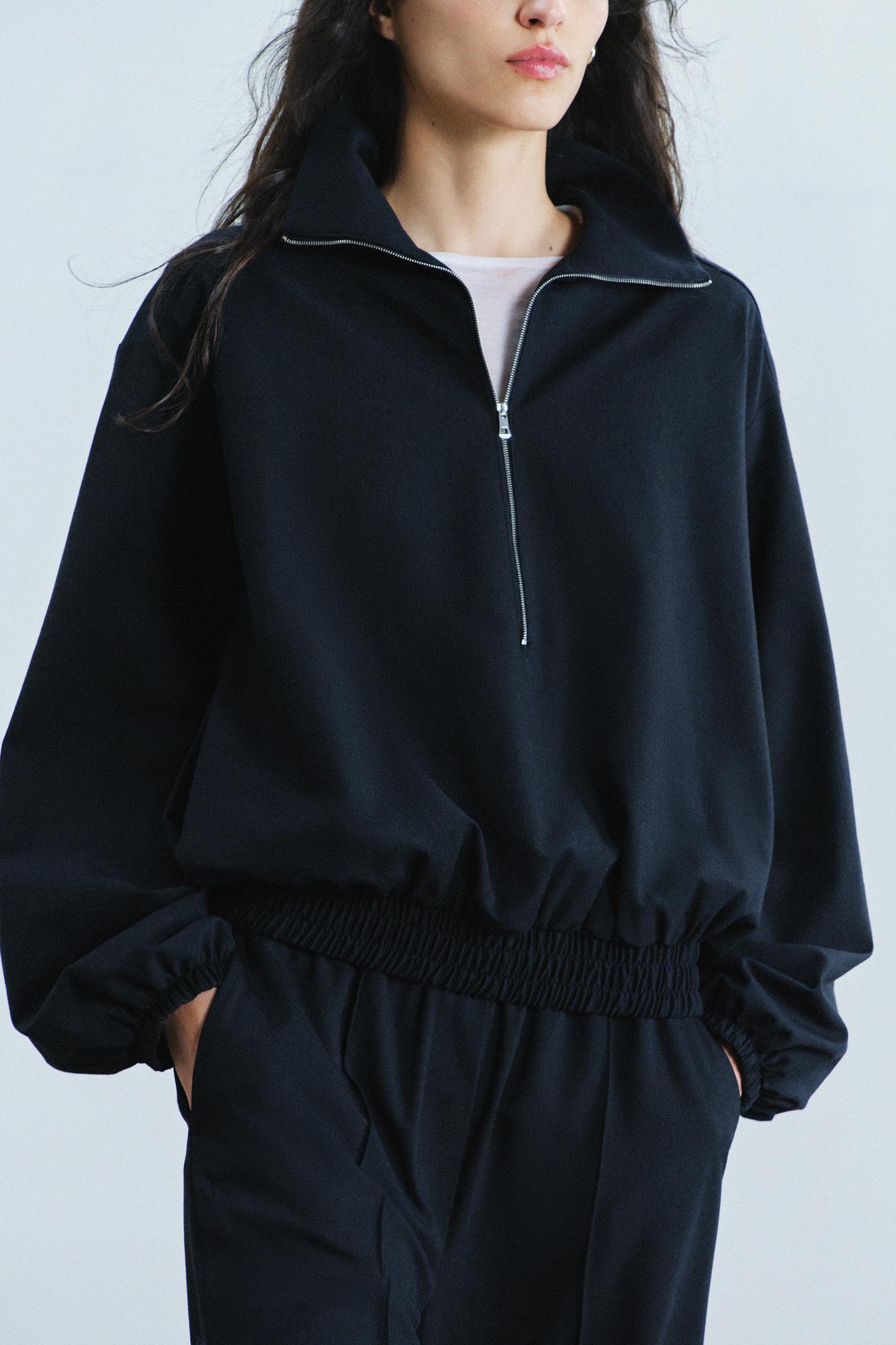 Женская куртка Zara ZW Collection Zip Bomber, цвет: Тёмно-синий — фото 4