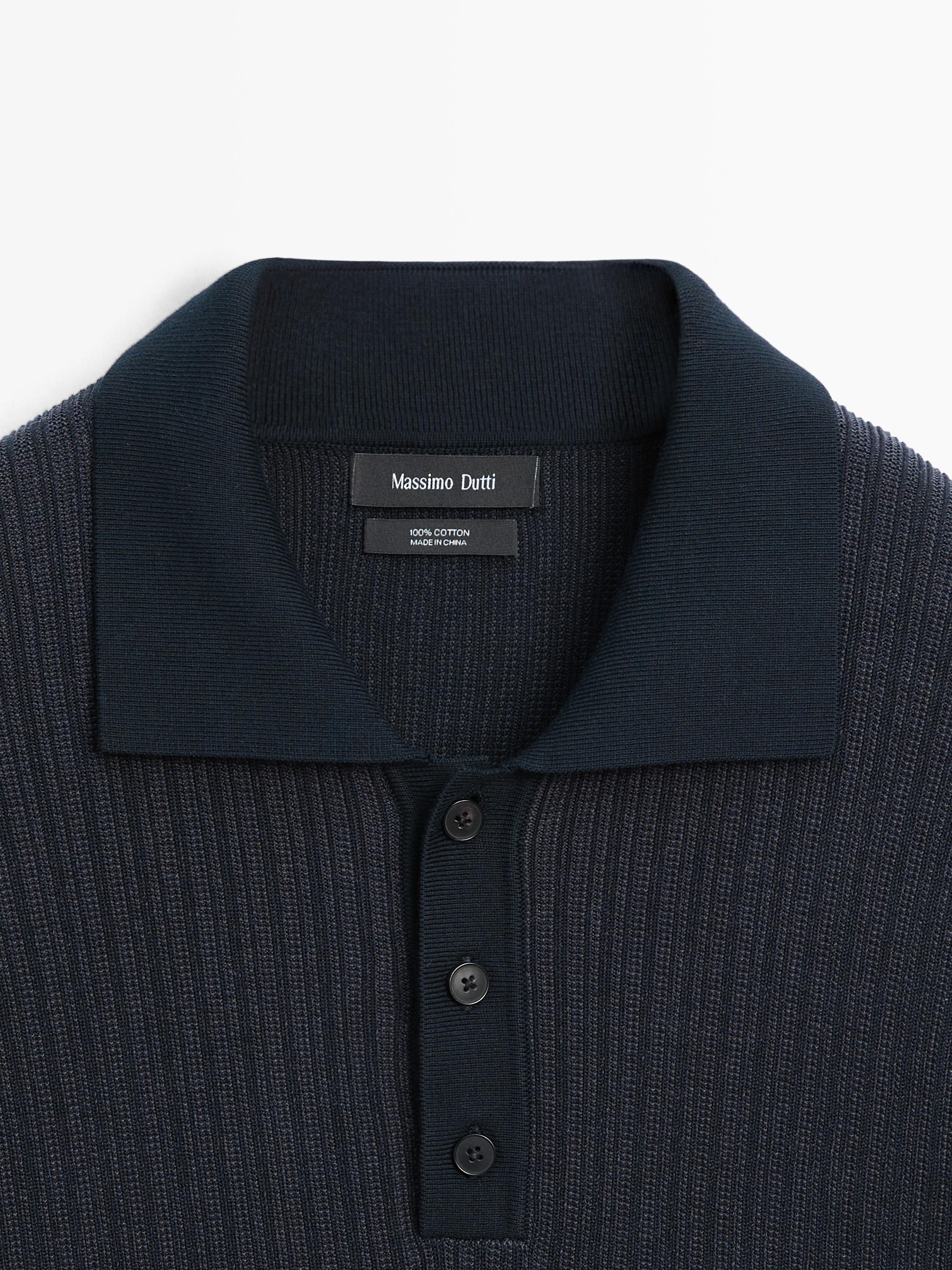 Polo en maille texturée à manches courtes