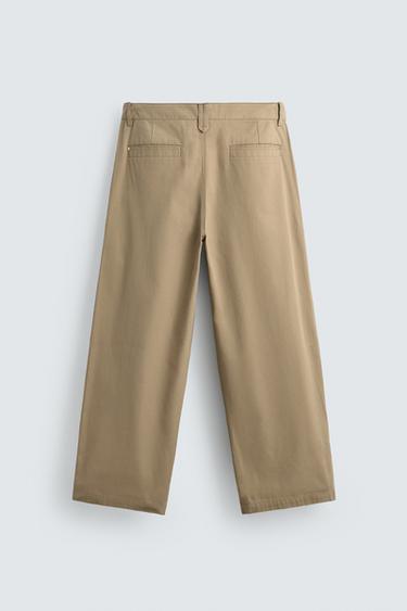 PANTALON CHINO COUPE LARGE - Marron clair de Zara - Image 6