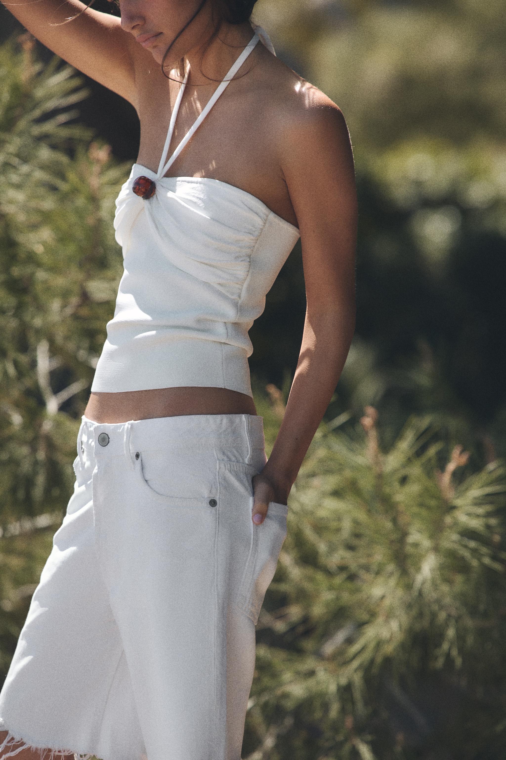 HAUT BANDEAU EN MAILLE AVEC FANTAISIE