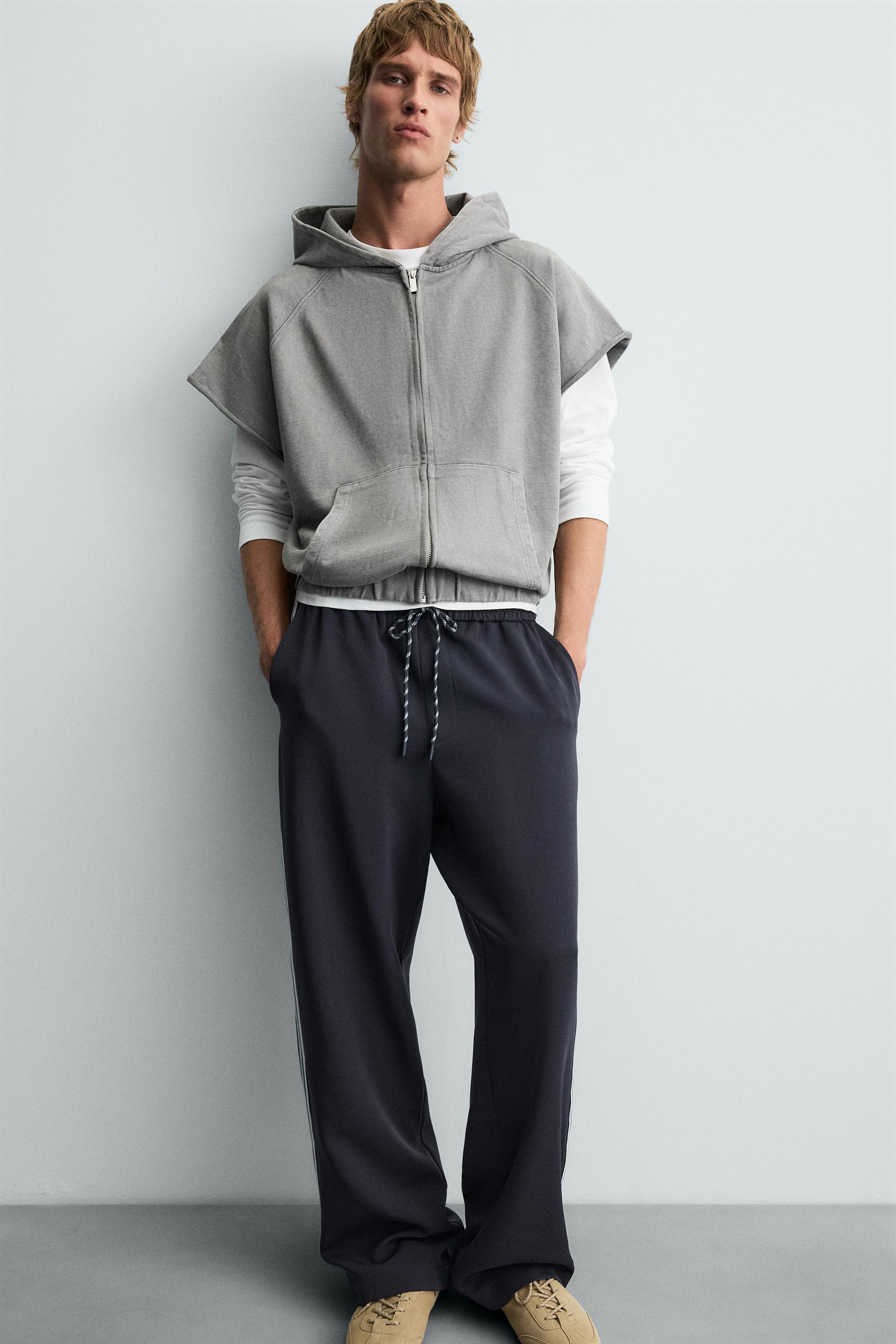 WIDE FIT JOGGER PANTS WITH SIDE STRIPES - Blue | ZARA United