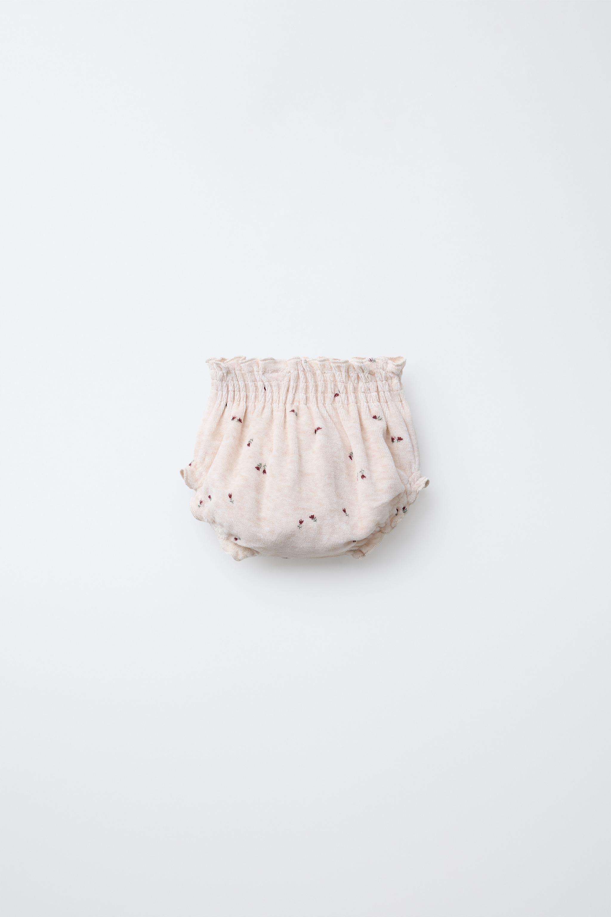FLORAL VELOUR BRIEFS — Light beige
