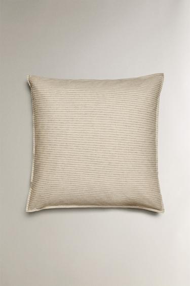 TAIE D’OREILLER FIL TEINTÉ RAYURES - Gris / Beige de Zara - Image 1