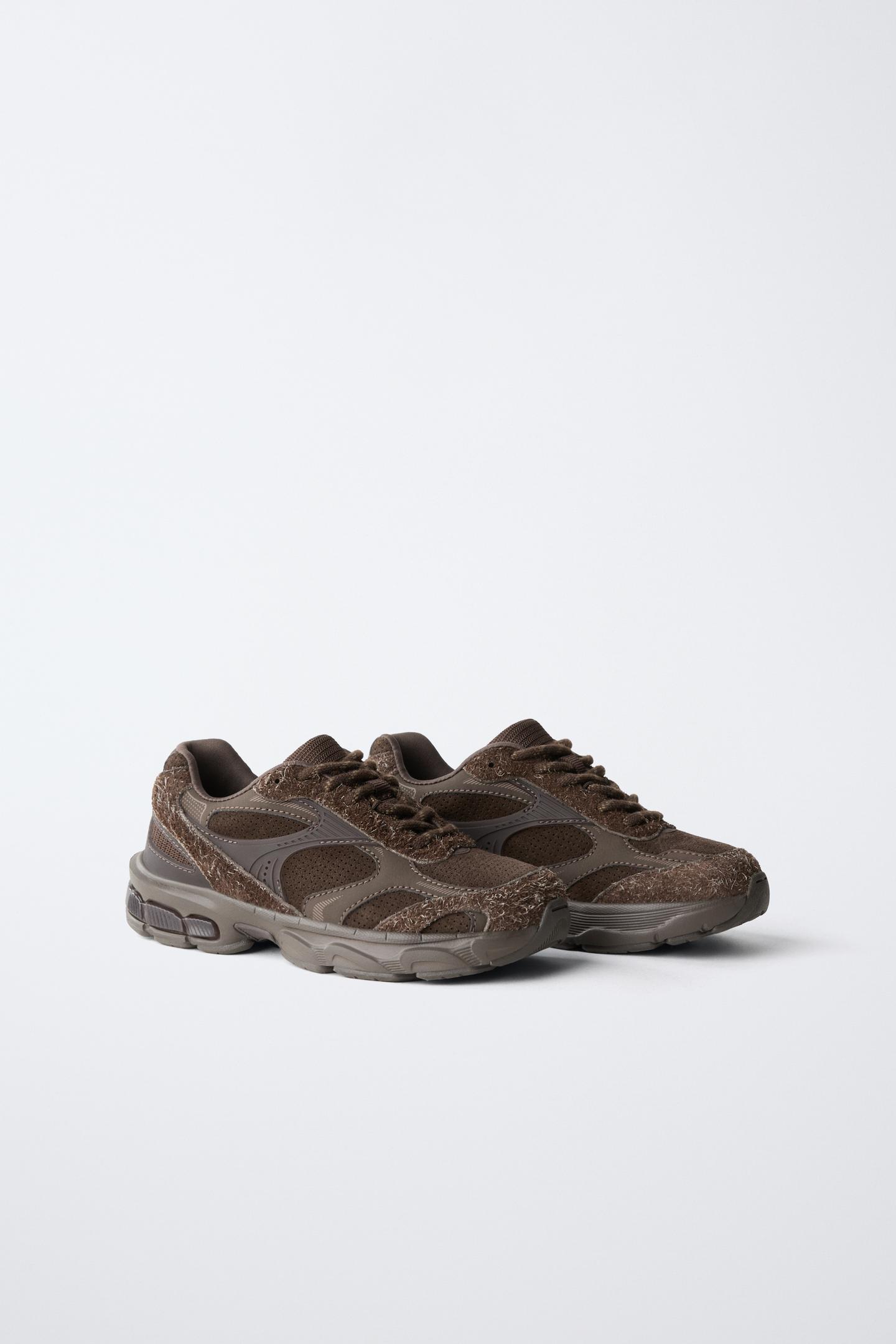 Детские кроссовки Zara Technical Mesh, цвет: Коричневый — фото 2