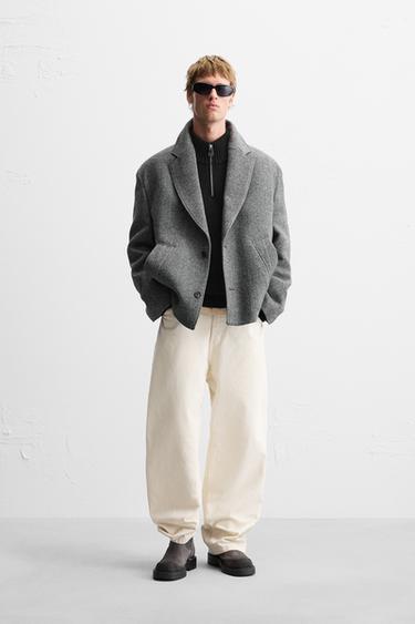 SHORT TEXTURED COAT - Grey by Zara