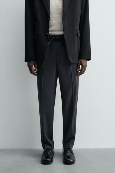 Zara REGULAR FIT JOGGER WAIST PANTS - Blue gray