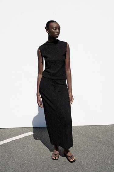 TEXTURED HIGH NECK TOP - Black by Zara - Image 0