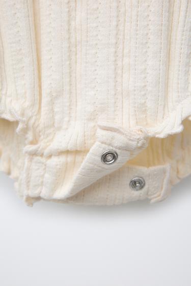 POINTELLE BODYSUIT WITH LACE TRIMS - Light beige by Zara - Image 2
