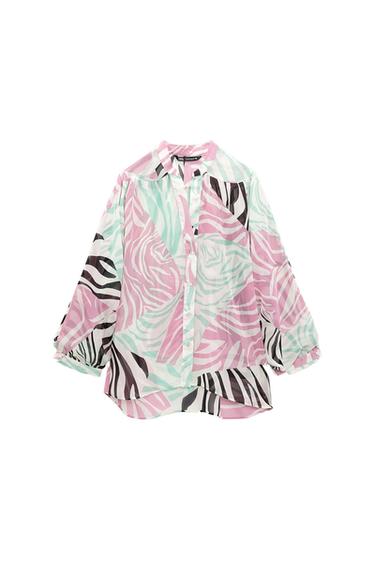 SEMI-SHEER ANIMAL PRINT BLOUSE