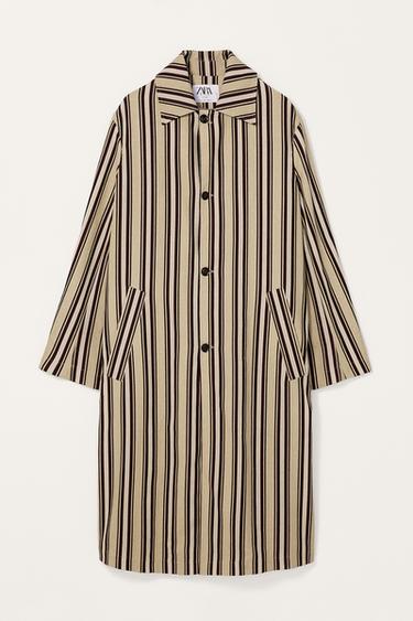 TRENCH ALGODÃO - LINHO LISTRAS EDIÇÃO LIMITADA - Grená da Zara