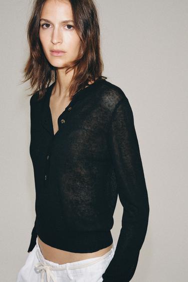 HENLEY KNIT JUMPER - Black by Zara