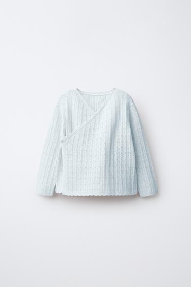 POINTELLE RIB-KNIT JUMPER - Light blue by Zara