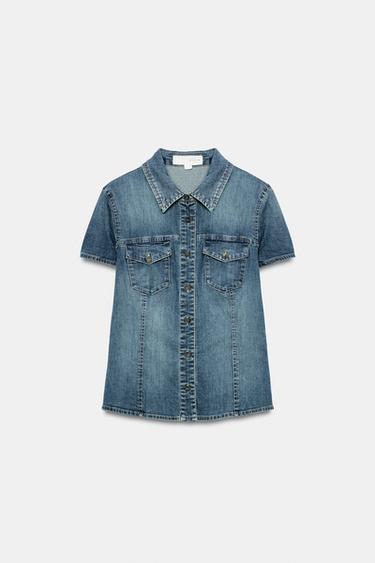 CHEMISE EN DENIM TRF À POCHES - Bleu de Zara - Image 5