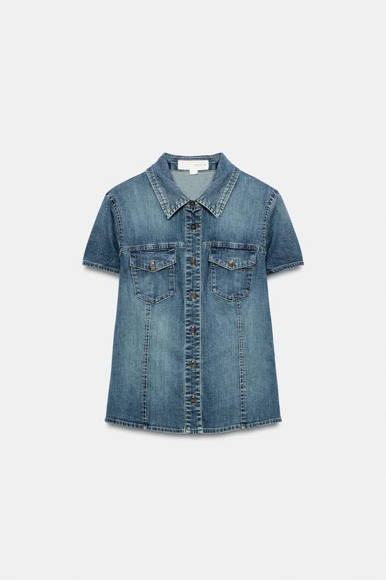 CHEMISE EN DENIM TRF À POCHES - Bleu de Zara - Image 5