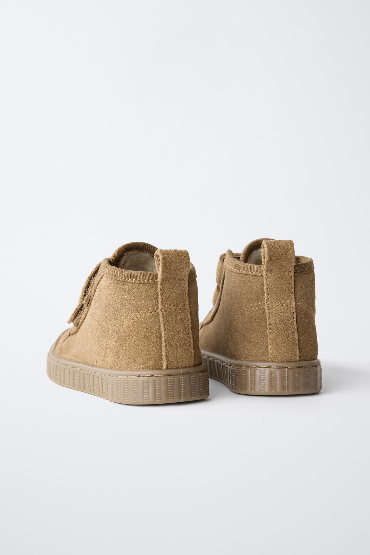 Детские кроссовки Zara Leather Lined Barefoot Sneaker, цвет: Коричневый — фото 6