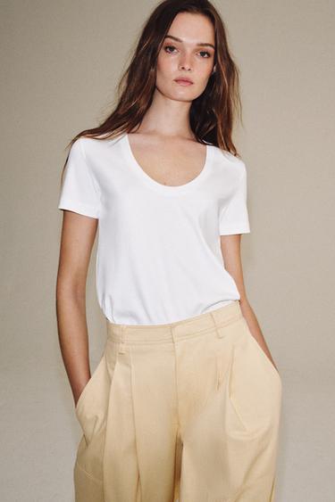 INTERLOCK SHORT SLEEVE T-SHIRT - Oyster-white by Zara - Image 2