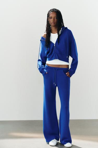 SUDADERA INTERLOCK CAPUCHA - Azulón de Zara